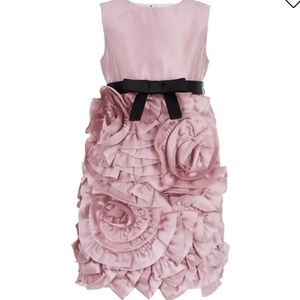 MILLY MINIS FUCHSIA BLACK ROSETTE RUFFLE DRESS pageant fun fashion 12 14 cy